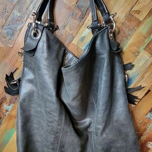 Elegant Black Leather Tote Bag